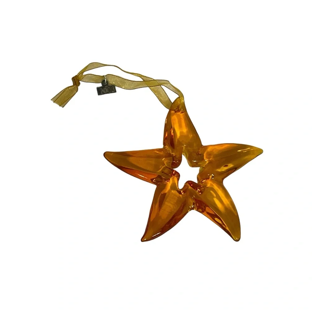 Living Quarters Amber Glass‎ Star Hanging Christmas Ornament In Velvet Box 2003
